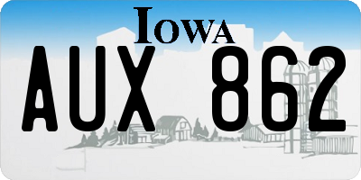 IA license plate AUX862