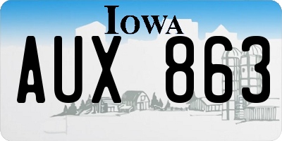 IA license plate AUX863