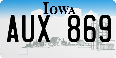 IA license plate AUX869