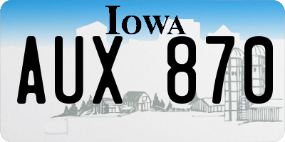 IA license plate AUX870