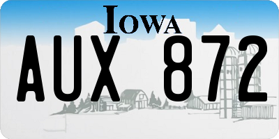 IA license plate AUX872