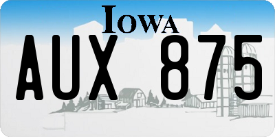 IA license plate AUX875