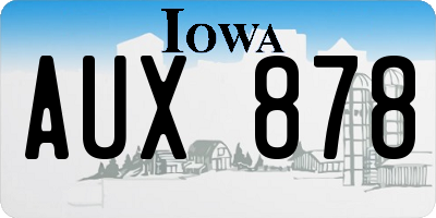 IA license plate AUX878