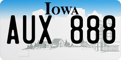 IA license plate AUX888