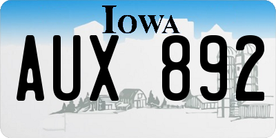 IA license plate AUX892