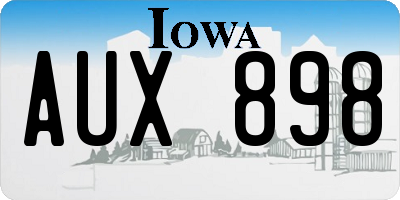 IA license plate AUX898