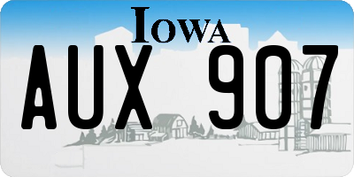 IA license plate AUX907