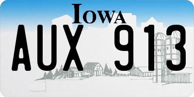 IA license plate AUX913