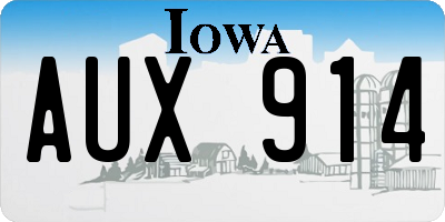 IA license plate AUX914