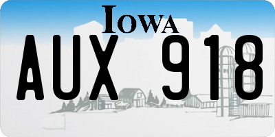 IA license plate AUX918