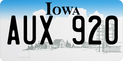 IA license plate AUX920