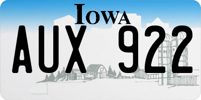 IA license plate AUX922