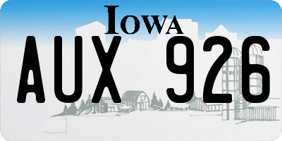 IA license plate AUX926