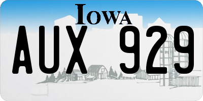 IA license plate AUX929