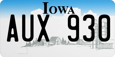 IA license plate AUX930