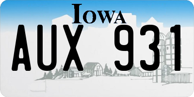 IA license plate AUX931