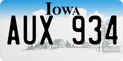 IA license plate AUX934