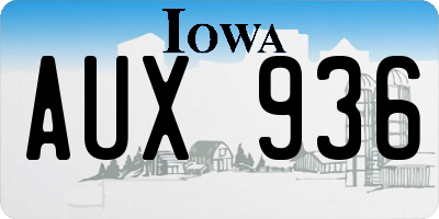 IA license plate AUX936