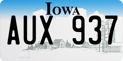 IA license plate AUX937