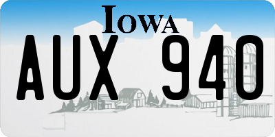 IA license plate AUX940