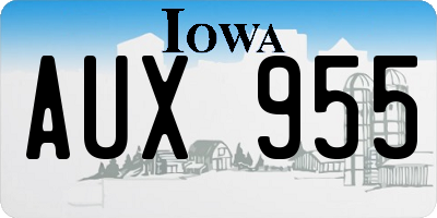 IA license plate AUX955