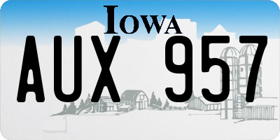 IA license plate AUX957