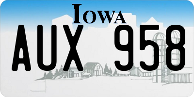 IA license plate AUX958