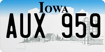 IA license plate AUX959