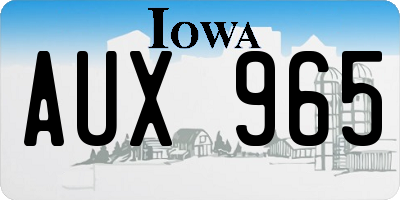 IA license plate AUX965