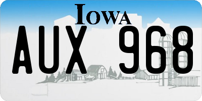 IA license plate AUX968