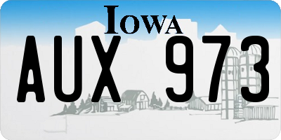 IA license plate AUX973