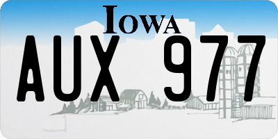IA license plate AUX977