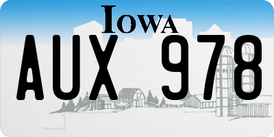 IA license plate AUX978