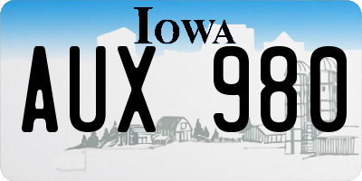 IA license plate AUX980