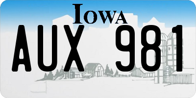 IA license plate AUX981