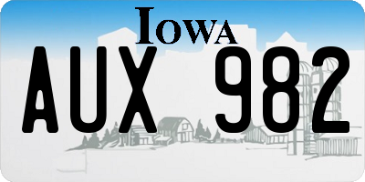 IA license plate AUX982