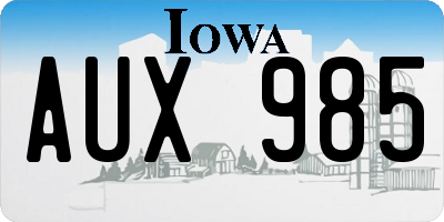 IA license plate AUX985