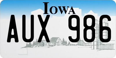 IA license plate AUX986