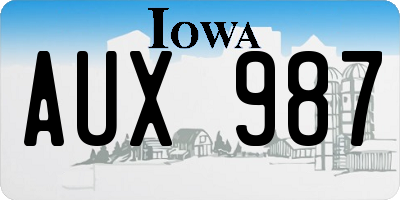 IA license plate AUX987