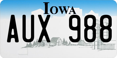 IA license plate AUX988
