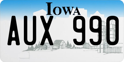 IA license plate AUX990