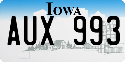 IA license plate AUX993