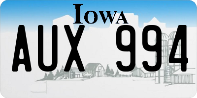 IA license plate AUX994
