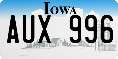 IA license plate AUX996