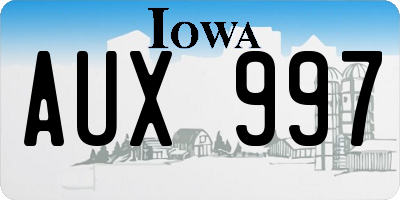 IA license plate AUX997