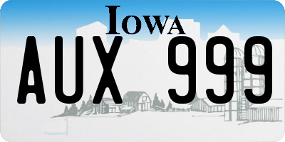 IA license plate AUX999