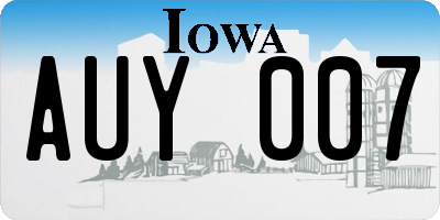 IA license plate AUY007