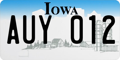 IA license plate AUY012