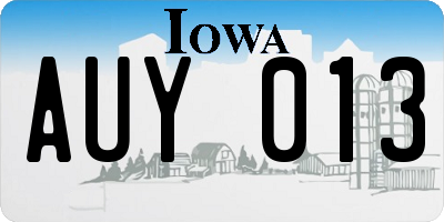 IA license plate AUY013