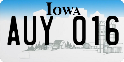IA license plate AUY016